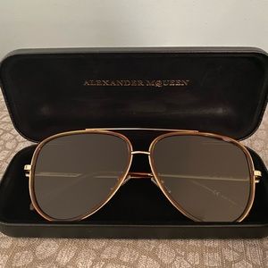 Men’s Alexander McQueen Tortoise Aviator Sunglasses